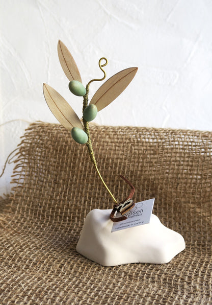 Κλαδί Ελιάς Με Λευκή βάση